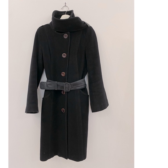 Wool Mid-Length Mackage Coat with Leather Belt, size M - Picture 3 of 8